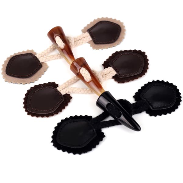 6 Set Sydd Knappar i PU-Läder (Mörkbrun) Spänne med Resin