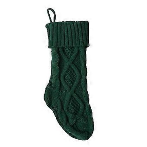 Kraftig Stickad Julklapp Present Godisstrumpor Julstrumpa Högtider Fest Heminredning Green 37cm