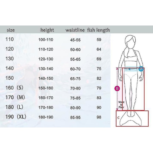 Sjöjungfru Stjärtar För Simning För Barn Och Vuxna Med Monofin_happyshop -allin.110.
