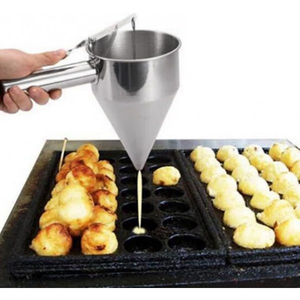 Rostfri Plunger Gran Spruce Octopus Balls Tratt Batter Dispenser