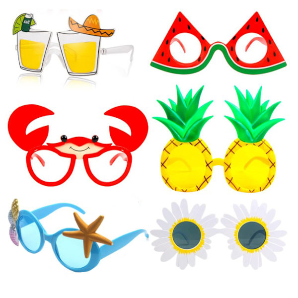 6 Par Luau Strandfest Solbriller Morsomme Hawaiiske Strand Solbriller