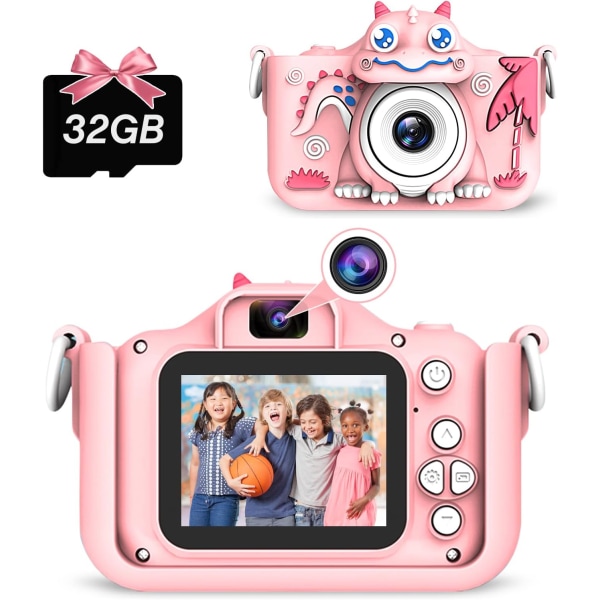 Pink børnekamera, 2,0 tommer børne digitalkamera med 4