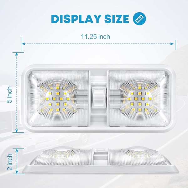 12V LED 800LM RV Loft Dobbelt Kuppel Lys RV Indvendig Belysning