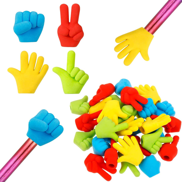 Pennblyertsgummi Gummi Pennblyertsgummi Roliga Pennblyertsgummi Rock Paper Eraser Cap Eraser Studiematerial för Barn, Studenter, Lärare, 4 Färger (30 Stycken Ingen Blyertspenna)