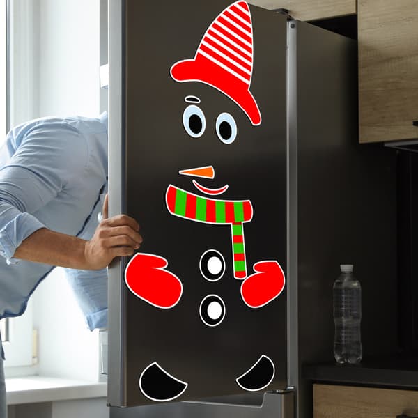 Snemand Køleskabsmagneter | Julepynt | Stor Rød
