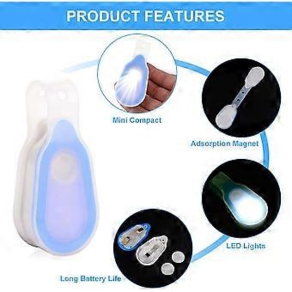 Handsfree Ficklampa, LED Nattlampa med Klämma, Magnetisk Clip-on LED-lampa för Vandring Löpning, Fordon Hem Nödljus