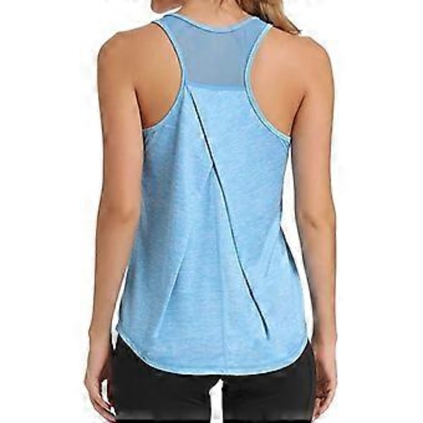 Träningslinnen för kvinnor Yoga Toppar Sexiga Ärmlösa Plisserade Gymtröjor Atletisk Racerback Tank Blue 2XL