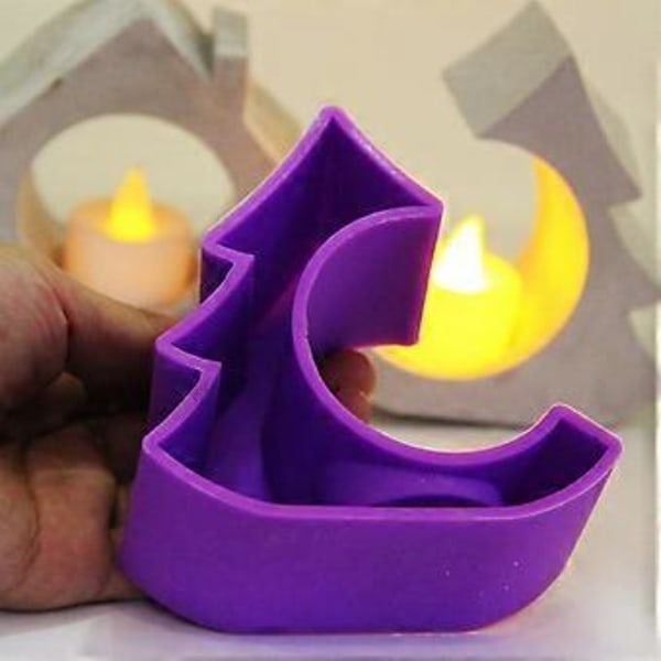 Husform Lysestaker Silikonformer Søte 3D Hus Lysestake Resin Former DIY Støpeform for Lysestake A