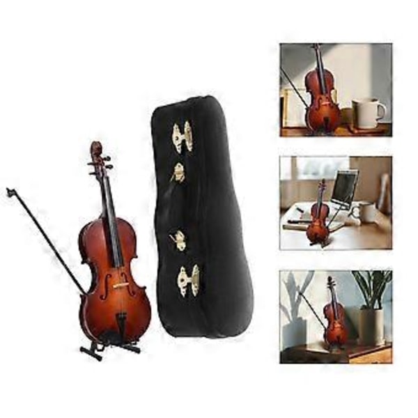 1 Set Miniatyr Bedårande Violin Skrivbordsdekoration Realistisk Violinprydnad Dekor