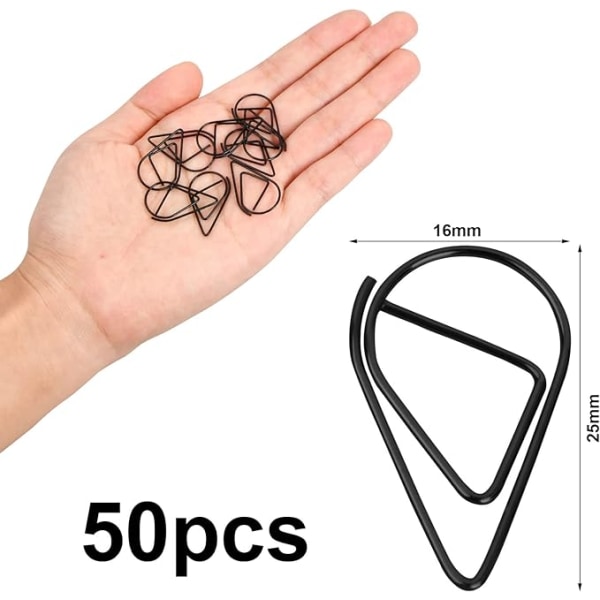 Papirclips - 50 stk. Små metal papirclips, Nyhed Vanddråbeform