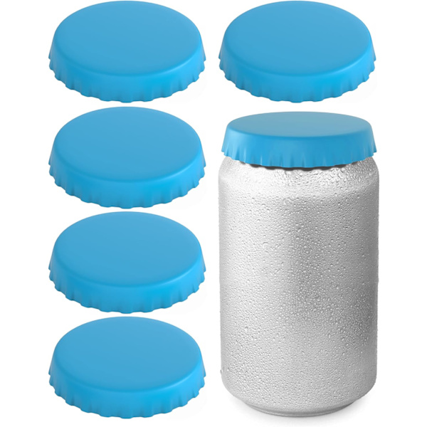(6-pack, Blå) Silikonlock till Sodaburkar – Burkläck – Burklock – C