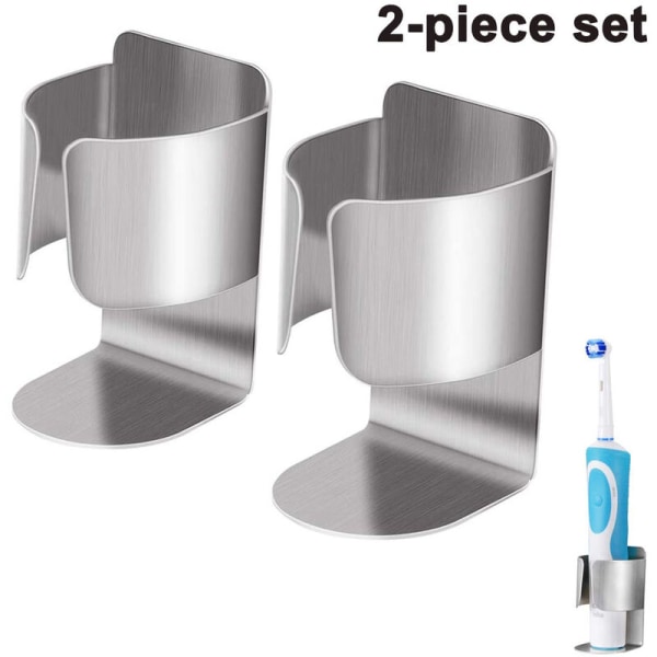 2 Pieces Electric Toothbrush Holder Stainless Steel Self Adhesive