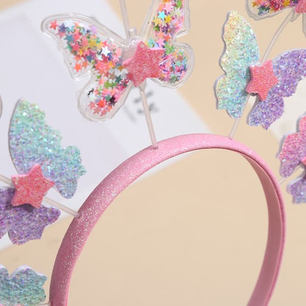 Sommerfugle Hårbøjle, Farverig Gradient Glitter Sommerfugl Hårbøjle