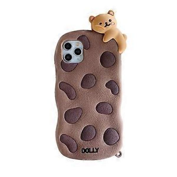 Kotelo, yhteensopiva iPhone 11 Pro Maxin kanssa, luova hauska 3D-sarjakuvaevästeiden muotoilu söpöllä riipuksella pehmeä silikonipuskuri iskunkestävä suojakotelo (Coo B