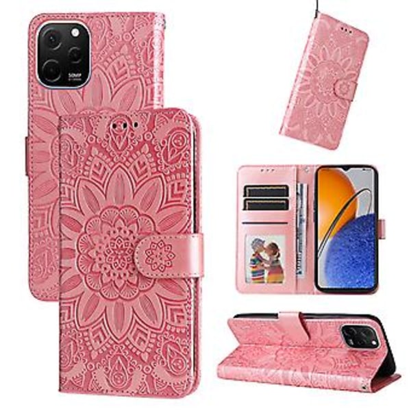 Solros Läder Telefonfodral För Huawei nova Y61 Rose Gold