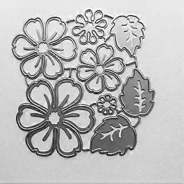 Blomsterblad Skærestencils DIY Album Stempel Papirkort Prægning Scrapbooking til Hjem Festival Fest Kortfremstilling Form Sølv