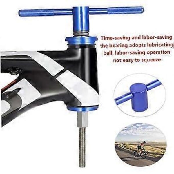 Mountainbike Headset Værktøj Cykel Leje Presse Kit Cykel Beslag Installations- og Afmonteringsværktøj Justeringsmåler Cykelreparationsværktøj (Blå) (1 stk)