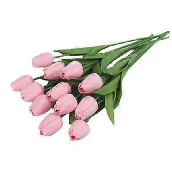 Konstgjorda Blommor Mini PU Tulpanbukett Falska Växter för Bröllopsrum Hem Hotell Fest Event Dekor Mörkrosa