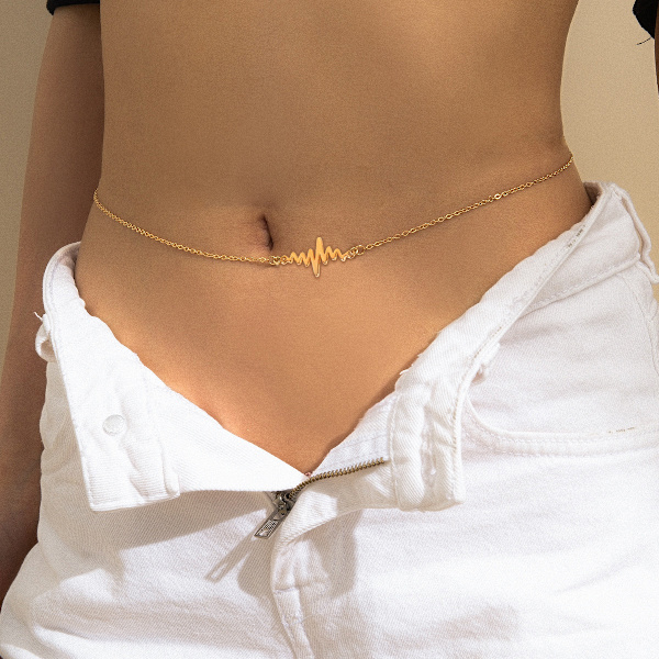 Rhinestone Midjekedja Bikini Blixtform Midjekedja Mage gå