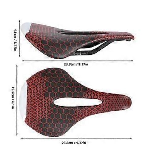 Racercykel Sadel Kulfiber Ultralet Slidstærk Stereogel Struktur Hul Design Cykelsæde Rød