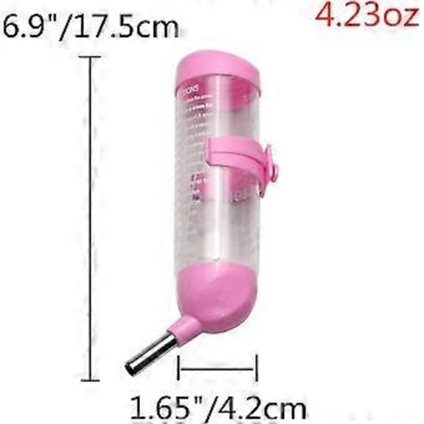3 i 1 Hengende Vannflaske til Hamster Automatisk Drikkedispenser med Base for Dverg Hamster Mus Rotte Piggsvin (125ML Rosa)