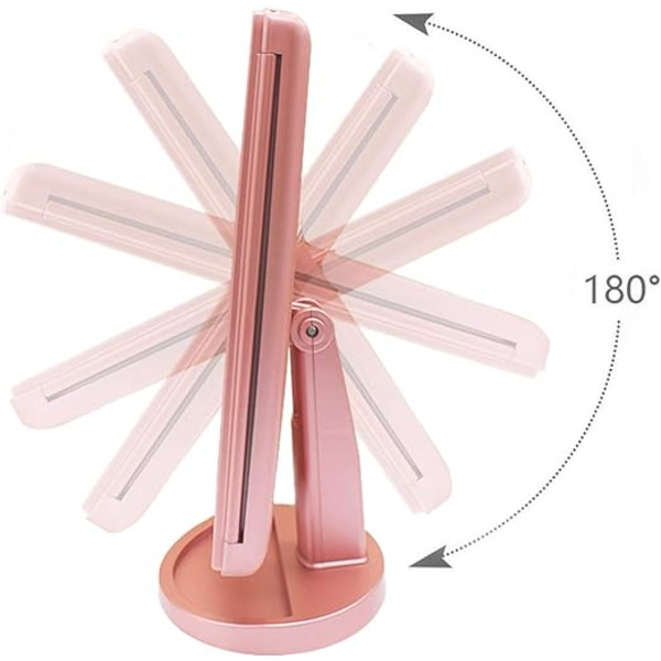 Lighted Makeup Mirror, 1x/2x/3x forstørrelse med 36 LED berøringsskjerm og USB-lading, 180 graders justerbart stativ for kosmetisk sminkebordsspeil (rosa)