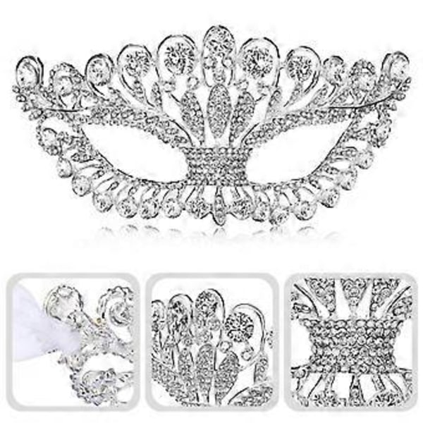 Elegant Rhinestone Mask Lyxig Krona Legering Dammask för Maskerad
