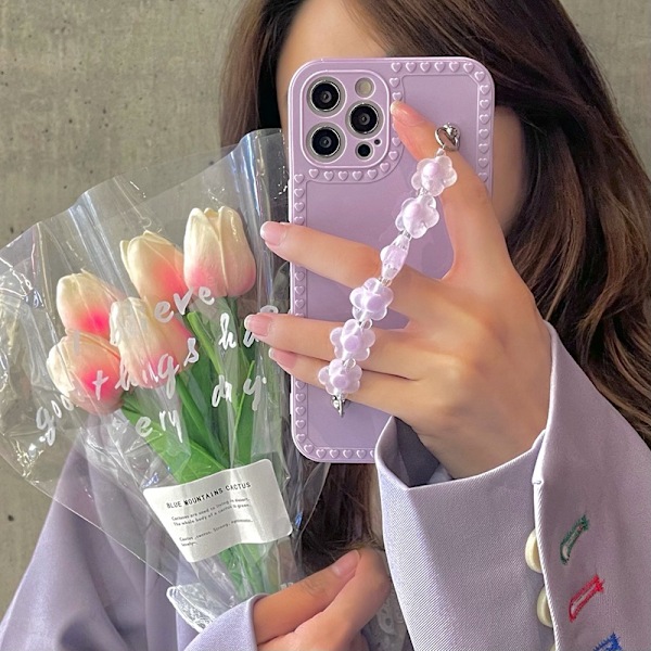 Rakkaus puhelimen kuori sopii iPhone 11:lle suojakotelo TPU suojakotelo kukkaketjulla violetti