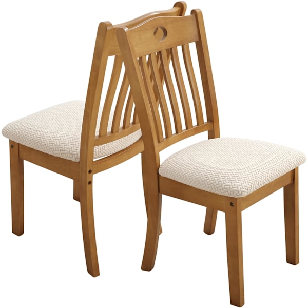 4 st, (vit) Tvättbara Jacquard-präglade stretchiga stolsöverdrag