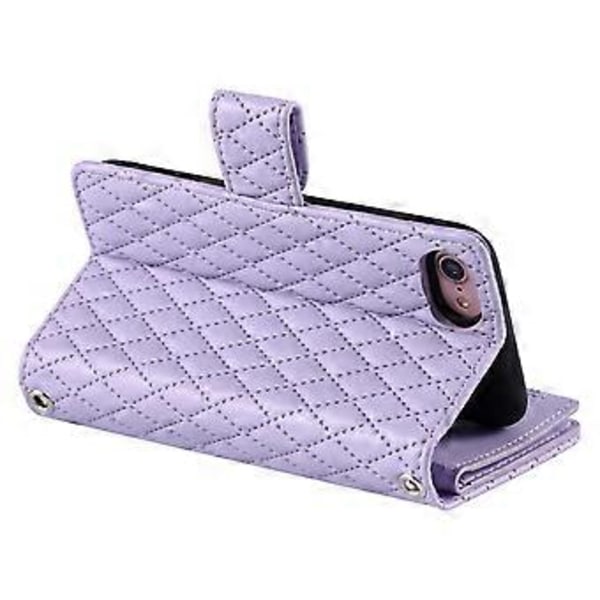 Style 012 til iPhone 7/8/SE (2020)/SE (2022) Læder Etui Rhombus Glitter Lynlås Pung Telefon Cover Style B