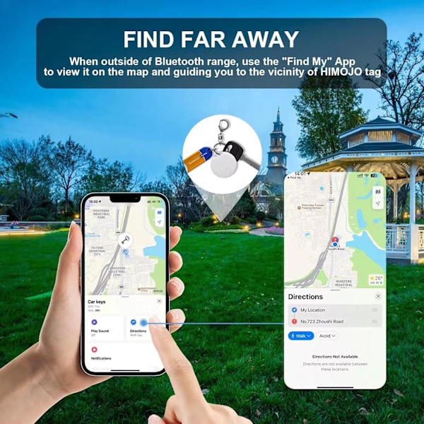 Smart Air Tracker Tag (kun iOS) Bluetooth-genstandssporing, kompatibel med Apples Find My (kun iOS - MFI-certificeret) Hvid