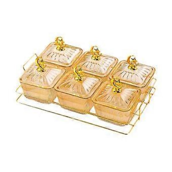 Torkad Frukt Snacks Serveringsfat Aptitretare Serveringsbricka Nordisk Nötbricka Uppdelad Serveringsplatta för Fest Aptitretare Krydda (6 Skål Brun) 6 Bowl Brown