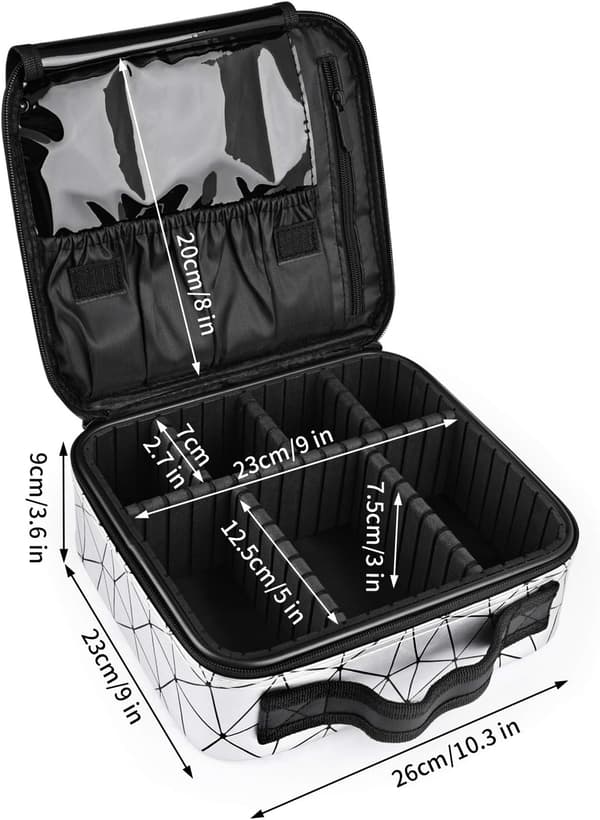 Silver - Makeup Bag Travel Makeup Case Professional Organizer Ba