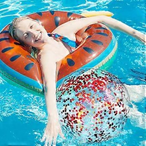 Glitter Konfetti Badboll Uppblåsbar Badboll Vatten Pool Spel Fotorekvisita med Luftpump för Barn