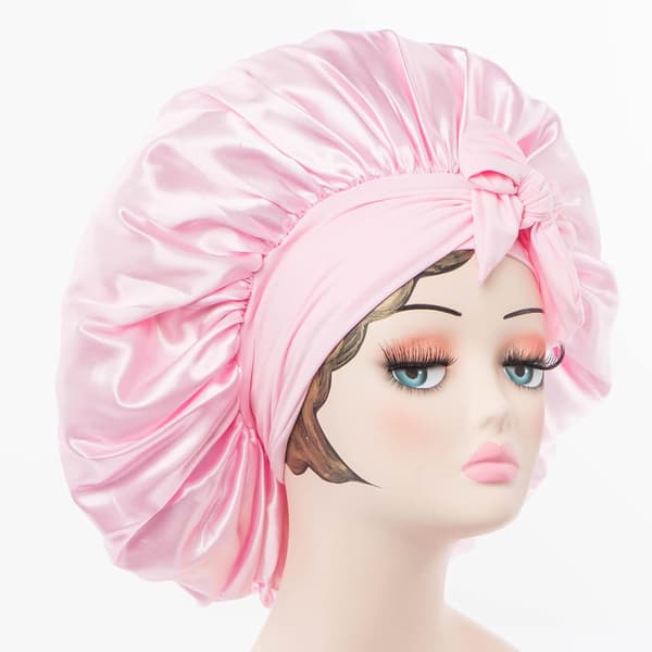 Satin Bonnet Siden Bonnet Hårmössa (Rosa) Jumbo Storlek för Sömn