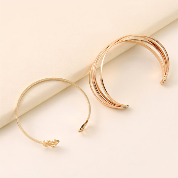 Smykker Sæt Charm Rose Armbånd Multi-lag Hul Guld Kors Åben
