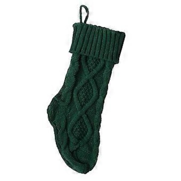 Kraftig Stickad Julklapp Present Godisstrumpor Julstrumpa Högtider Fest Heminredning Green 37cm