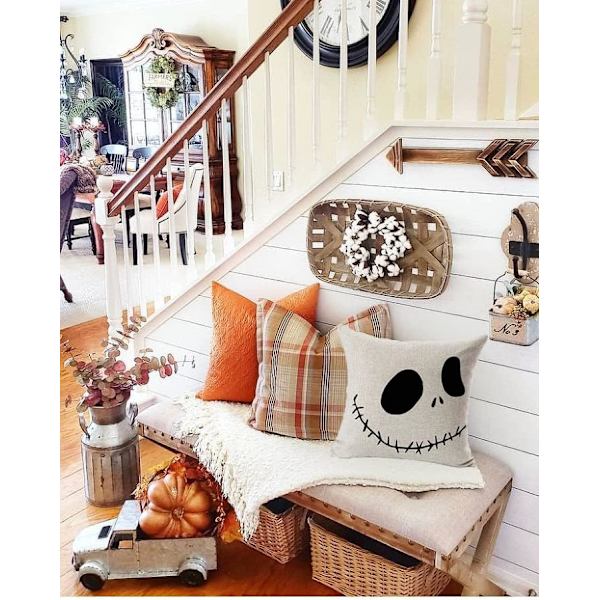 Nightmare Before Christmas Bomullslinne Kvadratisk Kuddfodral