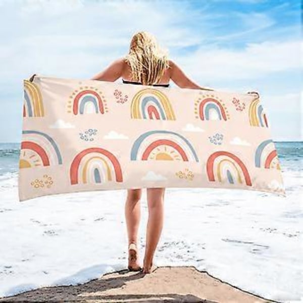 Mikrofiber Strandhandduk Superlätt Färgglad Badhandduk Sandtät Strandfilt Multifunktionell Handduk För Resor Simbassäng 30x60 Tum