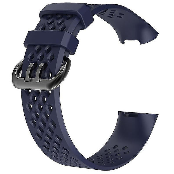 Kompatibelt Mjukt Silikon Andningsbart Armbandsur Armband Kompatibelt Fitbit Charge 3 Jikaix.S.Marinblå