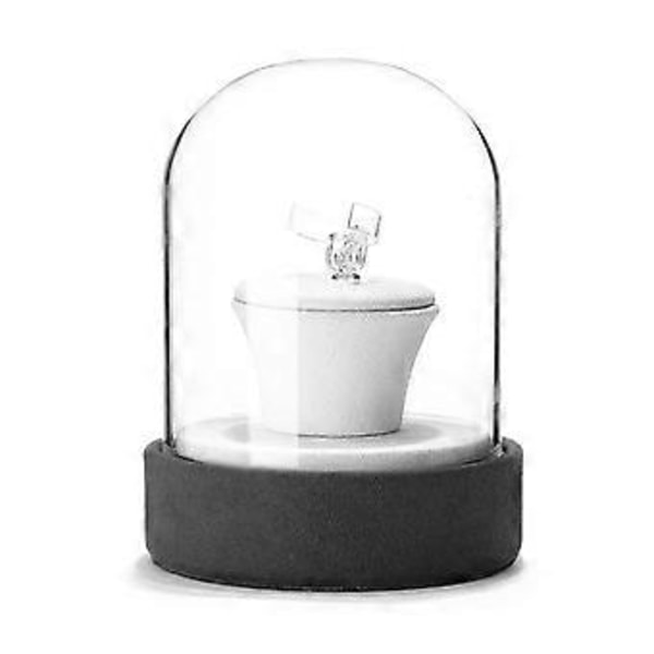Smykkestativ med glassdeksel, multifunksjonell oppbevaringsstativ for dametilbehør, ringer/halskjeder/armbånd/øredobber, hvit White A