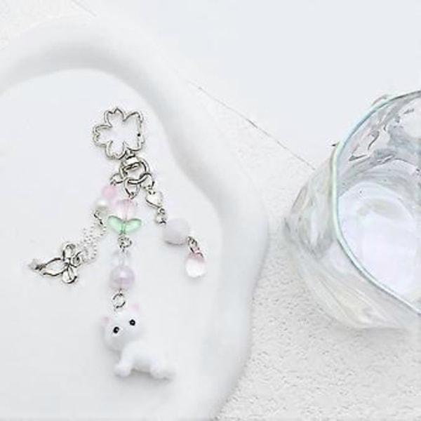 Sarjakuva Puhelinkoru Muoti Avaimenperä Koriste Ainutlaatuinen 3D Eläin Avaimenperä Laukku Asuste Sopii Moniin Tilaisuuksiin Valkoinen White B