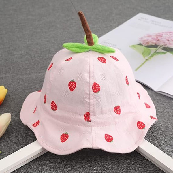Baby Sun Hat Toddler Summer Beach UPF 49+ Baby Girls Beach Hat with Sun Protection and Floppy Wide Brim (Pink Strawberry)