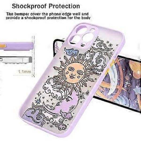 Kompatibel med iPhone 12 Pro Max Skal Matt Klar Design Sol Måne 3D Tecknade Figurer Stötfångare Kvinnor Män Tonåring Flicka Stötsäker Silikon Mjukt Skyddande Skal