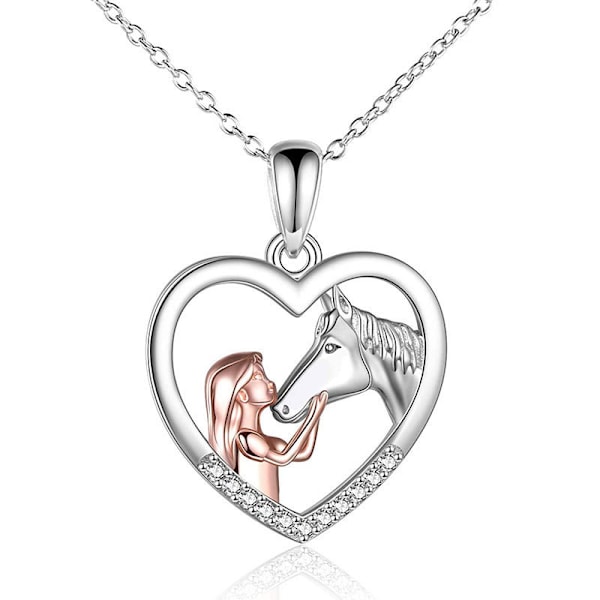 Hängsmycke med häst i sterling silver för flickor, hästpresent