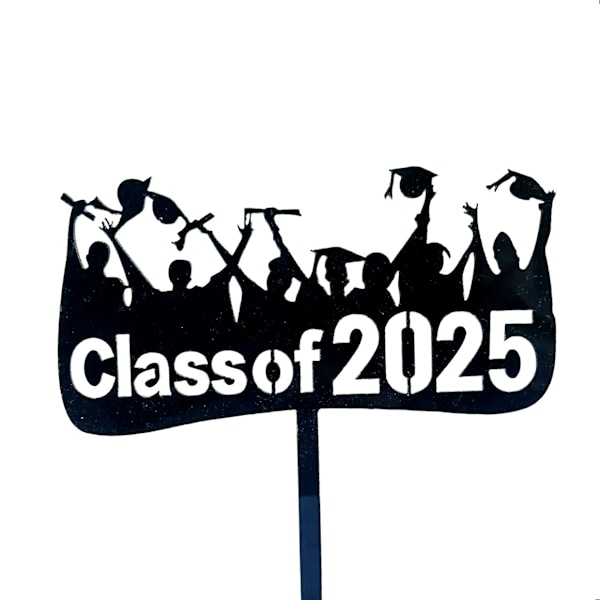 10 stk. Class of 2025 kakedekorasjon, akryl kakeetikett, egnet for feiring av eksamensfest, svart, H