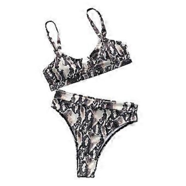 Bikinisæt med stropper, højtaljet brasiliansk badetøj, strandrejse, badedragt, tankini (Serpentine L) Serpentine L