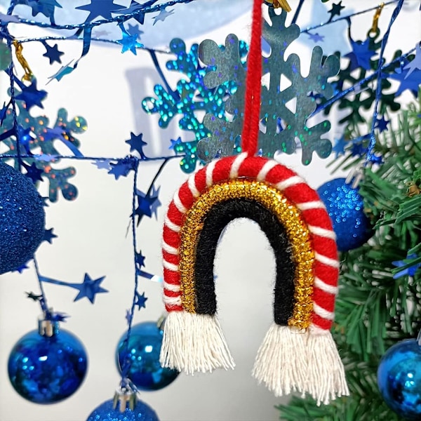 Vevd julepaljetter regnbue anheng Boho frynse blonder teppe
