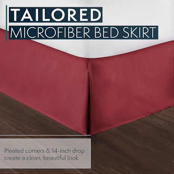 Burgunder Queen Bed Skirt - Dust Ruffle w/ 14 Inch Drop - Skreddersydd