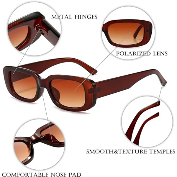 Leopard Frame Tea-Long Keeper Rektangulære Solbriller UV385 Prote